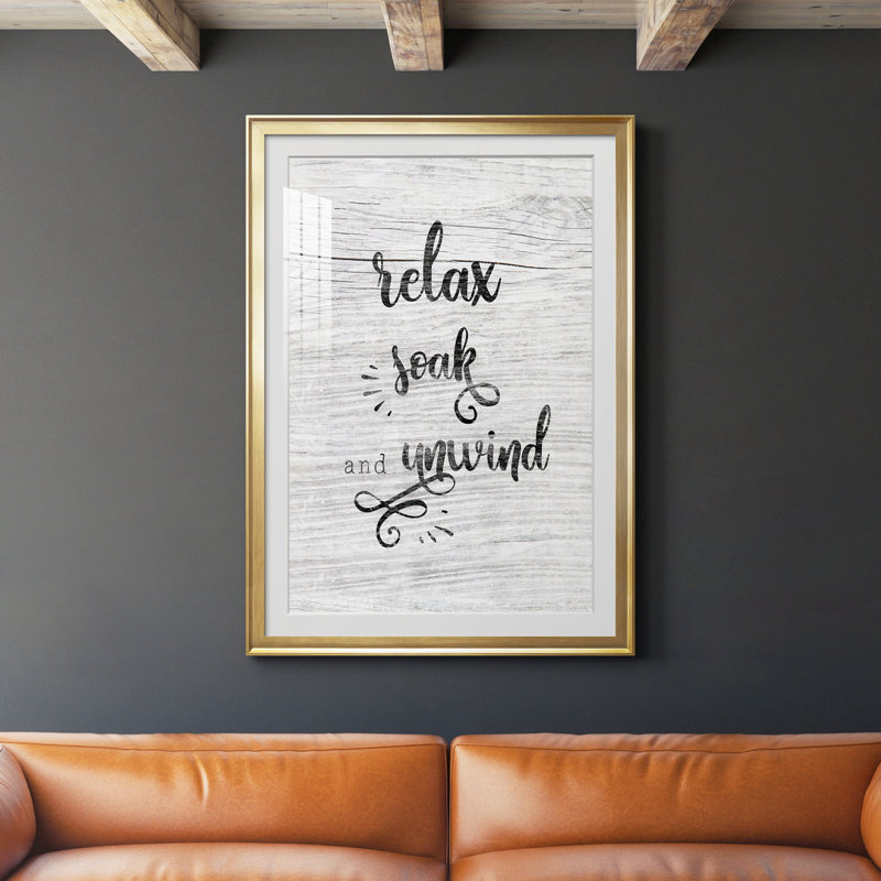 " Relax Soak Unwind ", Gold, 26.5" H x 36.5" W x 1.5" D