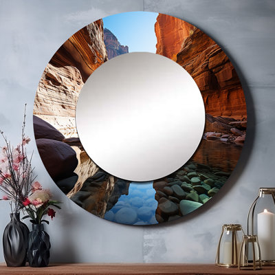 Canyon Enchantment River - Landscapes Round Mirror Wall Decor