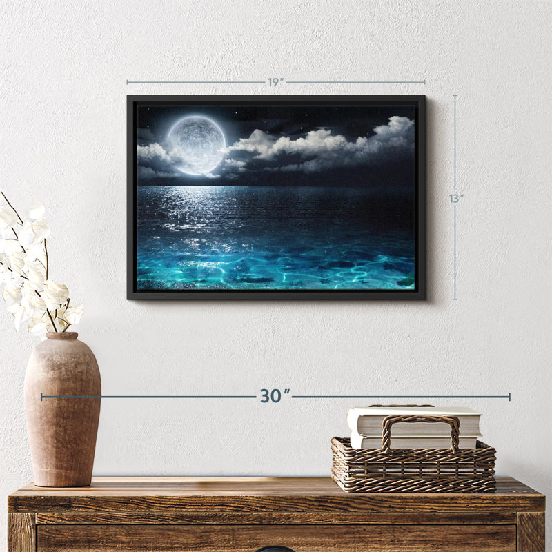 Impression sur toile Moonlit Blue Sea, H 13 po x l 19 po