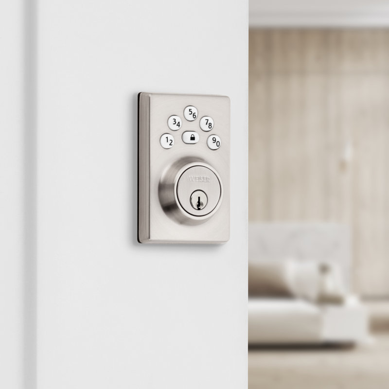 Elements Contemporary Keypad Keyless Entry Door Lock Electronic Deadbolt, Satin Nickel