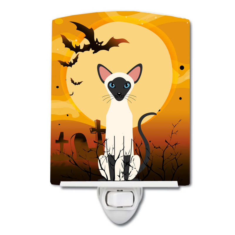 Halloween Siamese Cat Ceramic Night Light