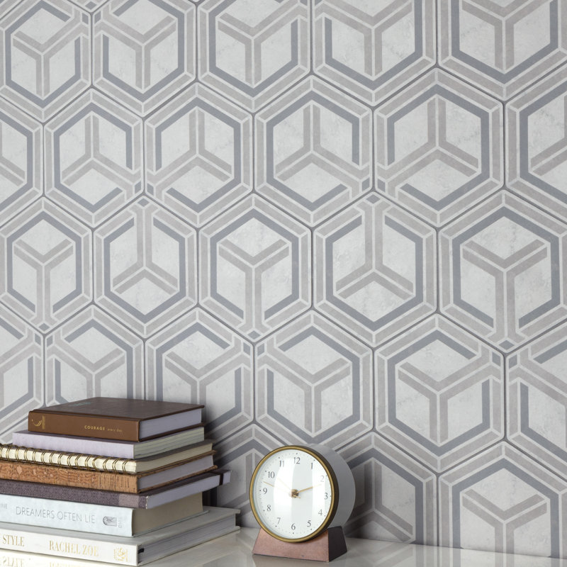 Carreau de porcelaine 6 po x 7 po Odda Hex