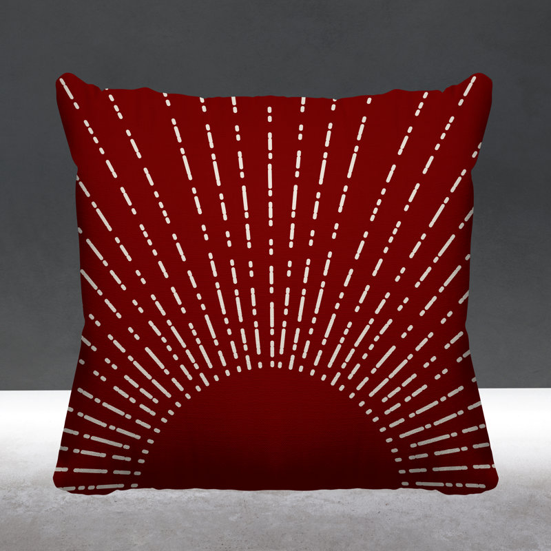 Coussin intérieur / extérieur Sunny Boho Starbusrt, L 17 po x H 17 po, Rouge