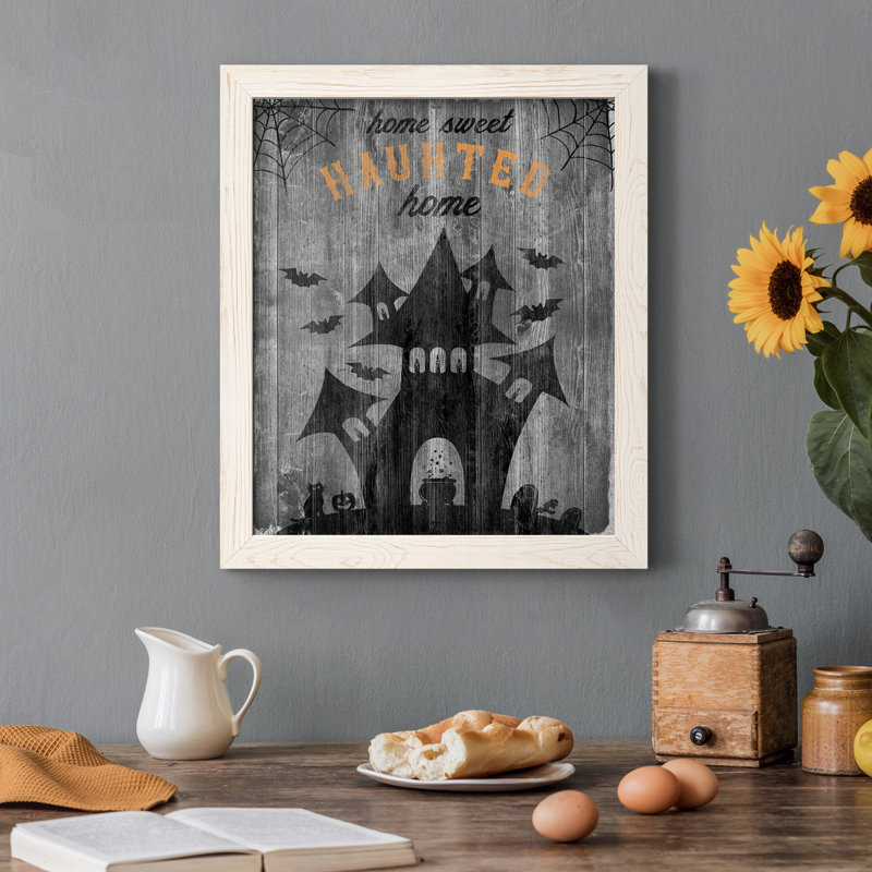 Haunted House - publicités encadrées sur toile, H 44 po x l 31 po x P 1 po, Blanc