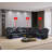 Magean Breathing Leather 3-Piece Living Room Recliner Sofa Set, Black