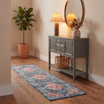 Tapis bleu sarcelle / fuchsia Christa