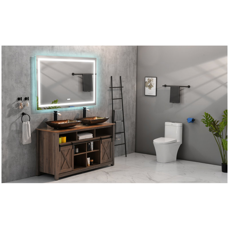Miroir de salle de bain mural à DEL avec lumière élevée et anti-buée