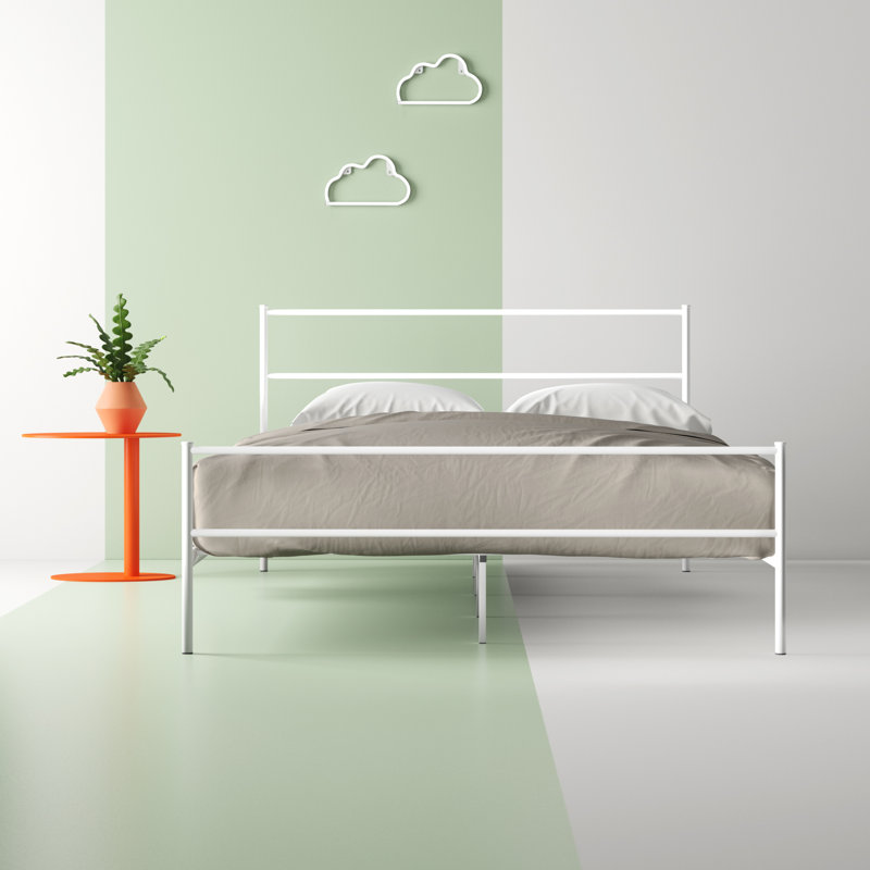 Alina Platform Bed Frame, White, Queen