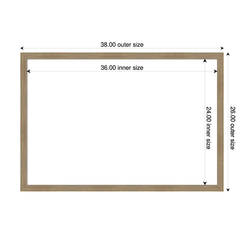Woodgrain Stripe Framed Dry Erase Magnetic Board Organization Boards, 26" H x 38" W, Bronze/brun