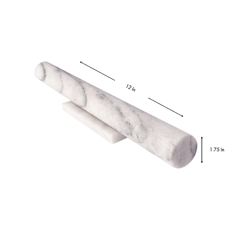 White Matte Marble Rolling Pin with Stand