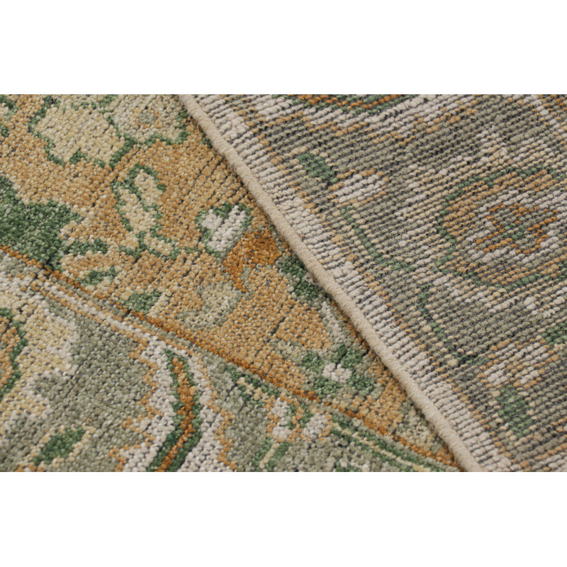 Handmade Silk and Wool Geometric Area Rug, Runner 3' x 12'