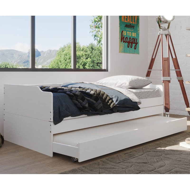 Lotar Kids Standard Bed with Trundle, White, 90 x 200cm