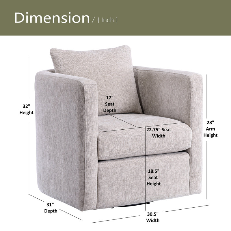Fauteuil demi-tonneau pivotant, Beige