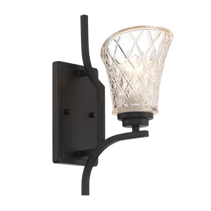 1 - Light Dimmable Black Armed Sconce