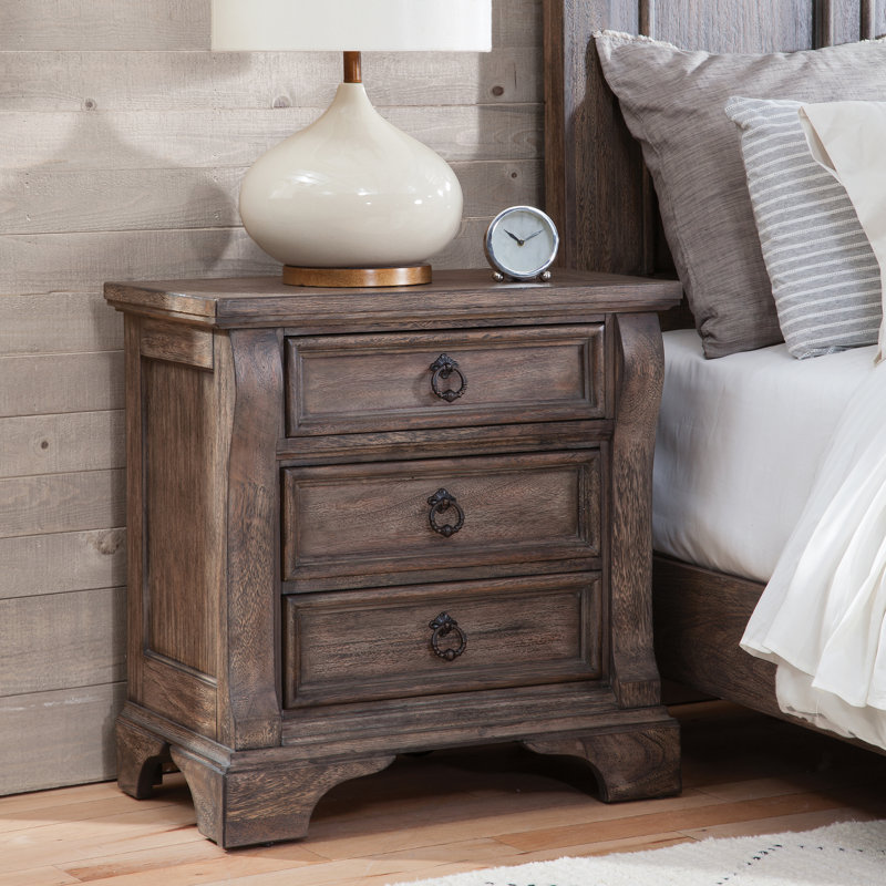 Dunham 3 Drawer Nightstand, Rustic Charcoal