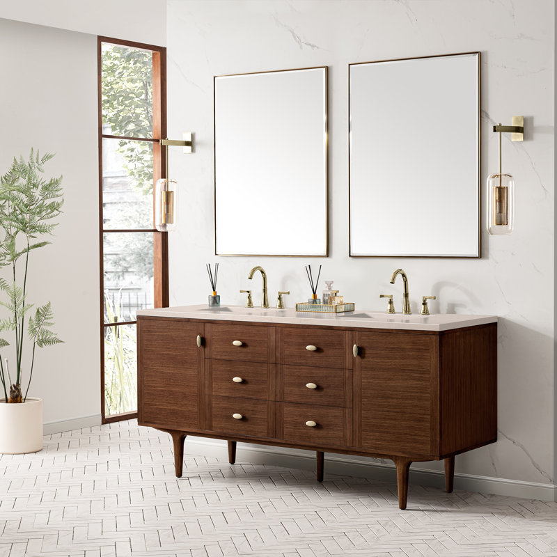Amberly 72'' W Double Vanity, Eternal Jasmine Pearl, 8" Widespread