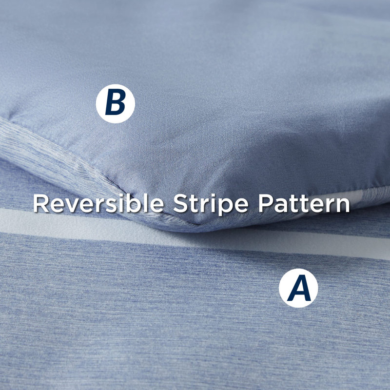 Bedsure Striped All Season Comforter Set, Blue, Twin Comforter + 4 Additional Pieces