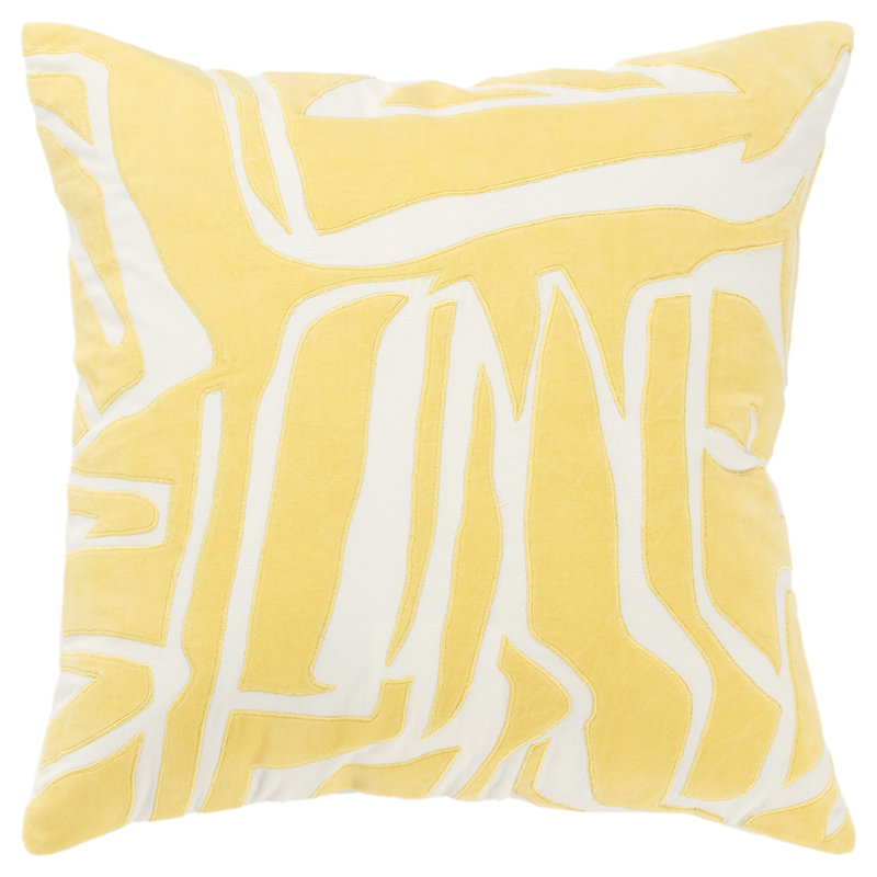 Housse et insert de coussin décoratif carré 100% coton Haslet, Ivoire / Jaune