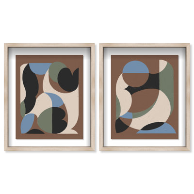 Centered Harmony Set Shadowbox Abstract Print by Oliver Gal, Black Frame, 16 x 20
