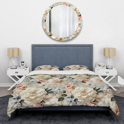 Ensemble de housse de couette Vintage Ivory Floral Lace Romance Radiance II