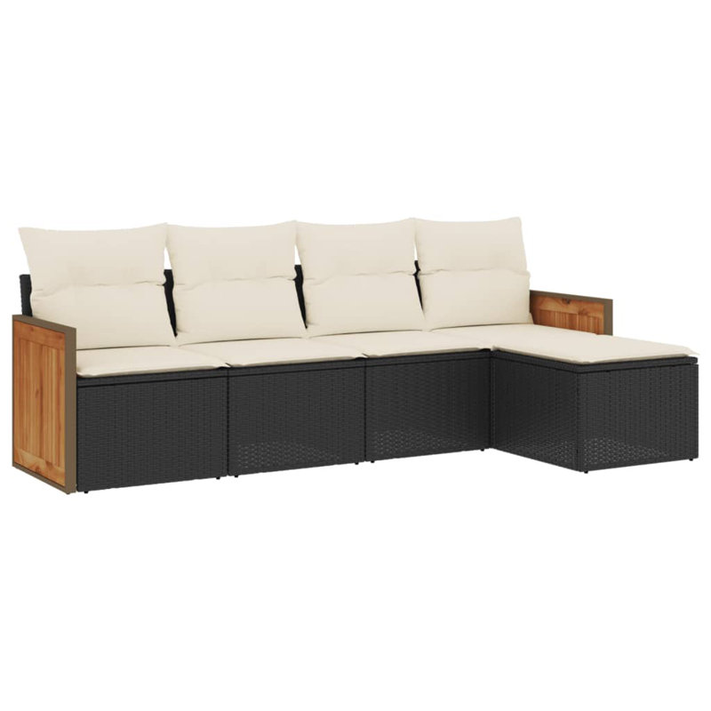 Ensemble de canapé de jardin en rotin PE noir, acier thermolaqué Vidaxl