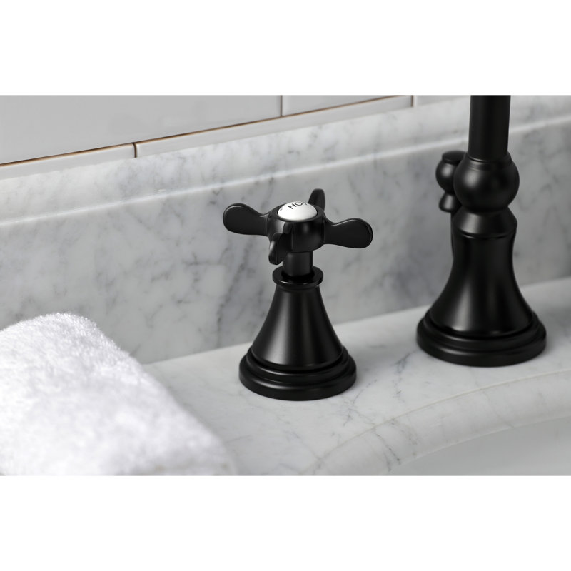 Essex Widespread Bathroom Faucet with Drain Assembly, Matte Black