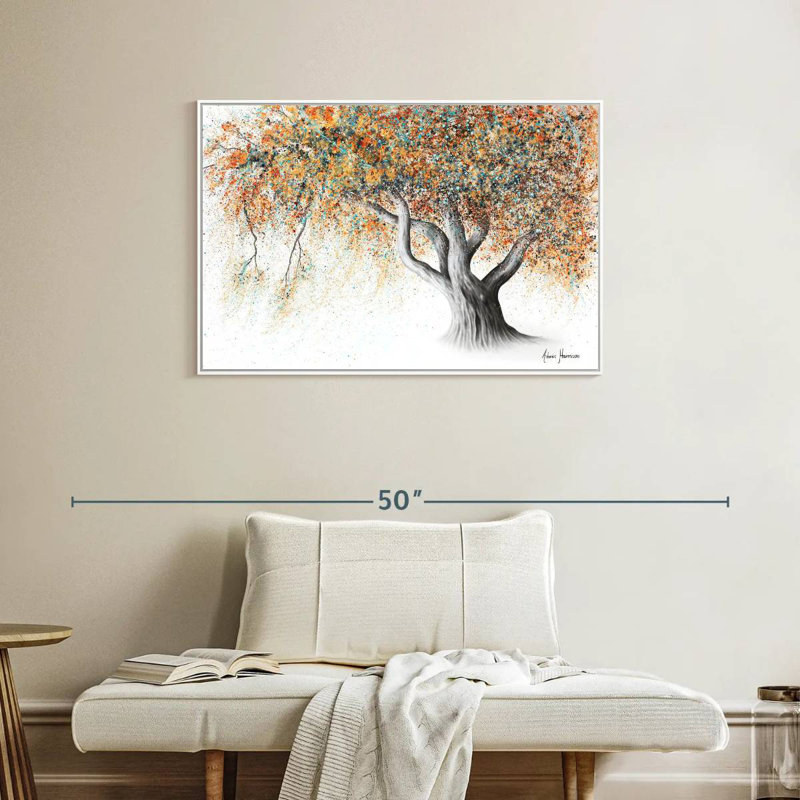 Rusty Autumn Tree, Floating Frame White, 37" X 25"