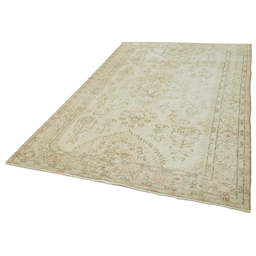 Vintage Beige Vintage Wool Handmade Area Rug