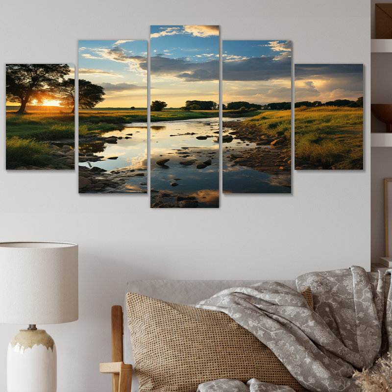 Eckmann - Paysages, art mural, salon - 5 panneaux