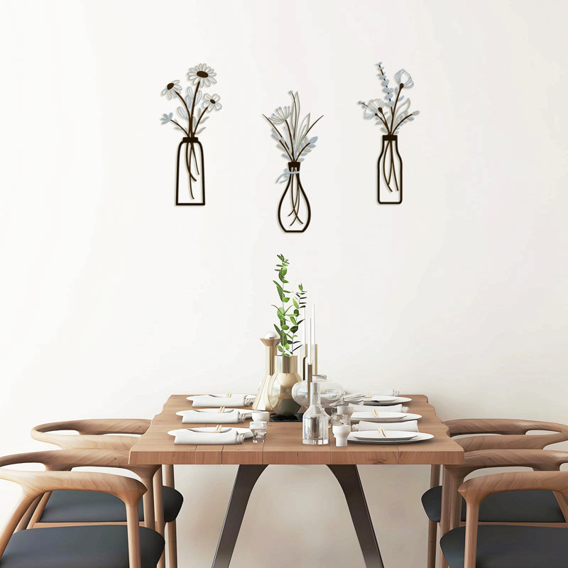Metal Wall Decor Set For Living Room Bedroom(Set Of 3), Brown