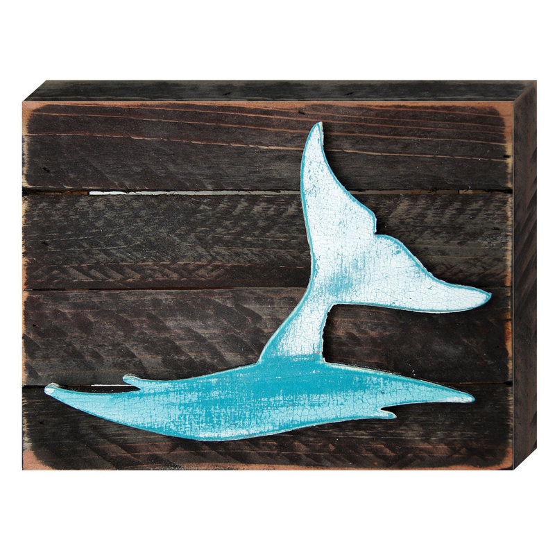 Décoration murale en bois rustique baleines tail, H 12 po x l 18 po x P 1,5 po