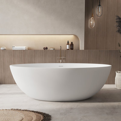 Baignoire profonde autoportante à surface solide de 67 po Fslefay