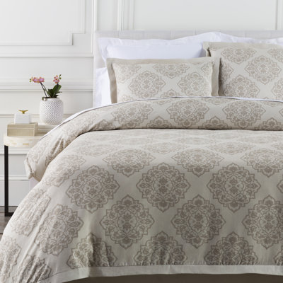 Anniston Traditional Linen Blend Damask Duvet Cover