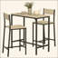 Ensemble de table de bar et chaises 3 pièces, ensemble de table de salle à manger industrielle pour 2 personnes, table de cuisine à hauteur de comptoir avec tabourets de bar, ensemble de table de petit-déjeuner pour 2 petits espaces