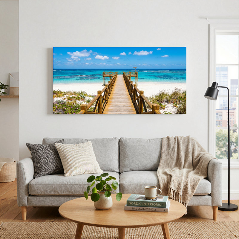 Ensemble de 1 tableau sur toile représentant un chemin de plage, 4020