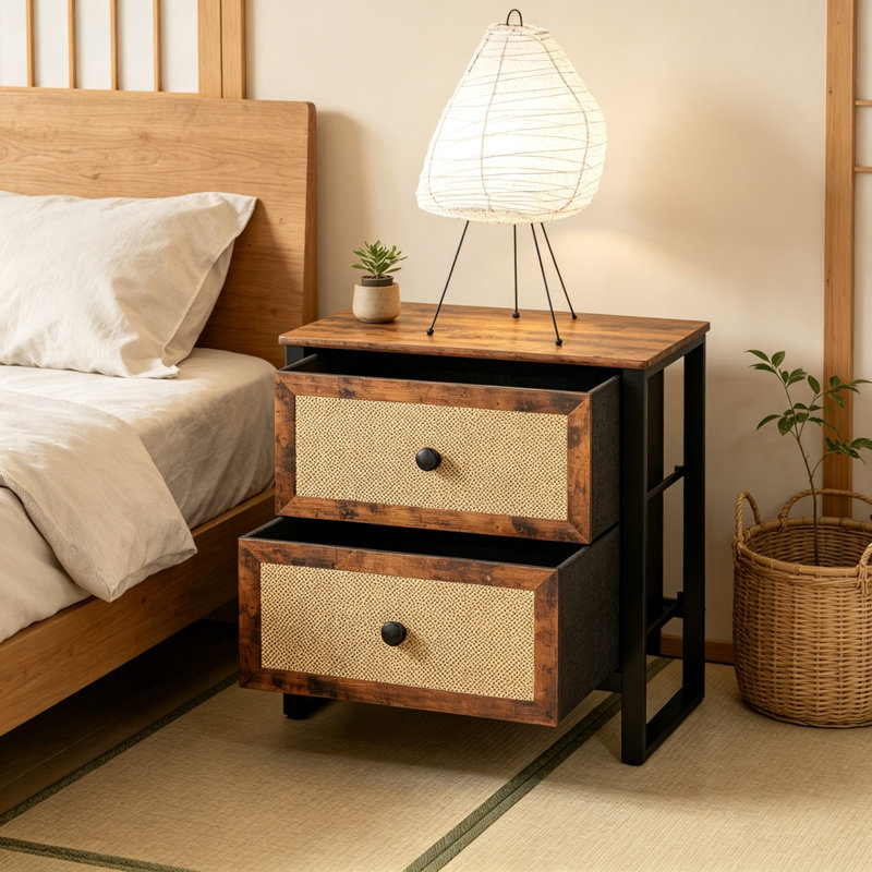 50 cm W Steel Bedside Table