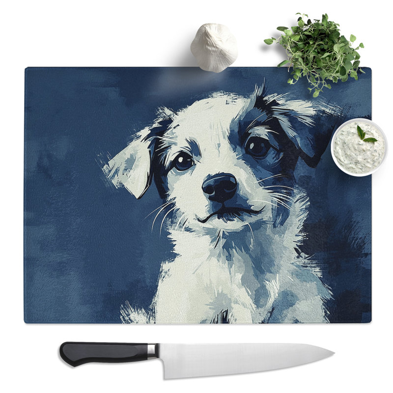 Jack Russell Dog Vision  Glass Chopping Board