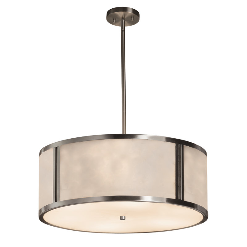 Luminaire suspendu tambour 6 lumières Barbel, Nickel brossé