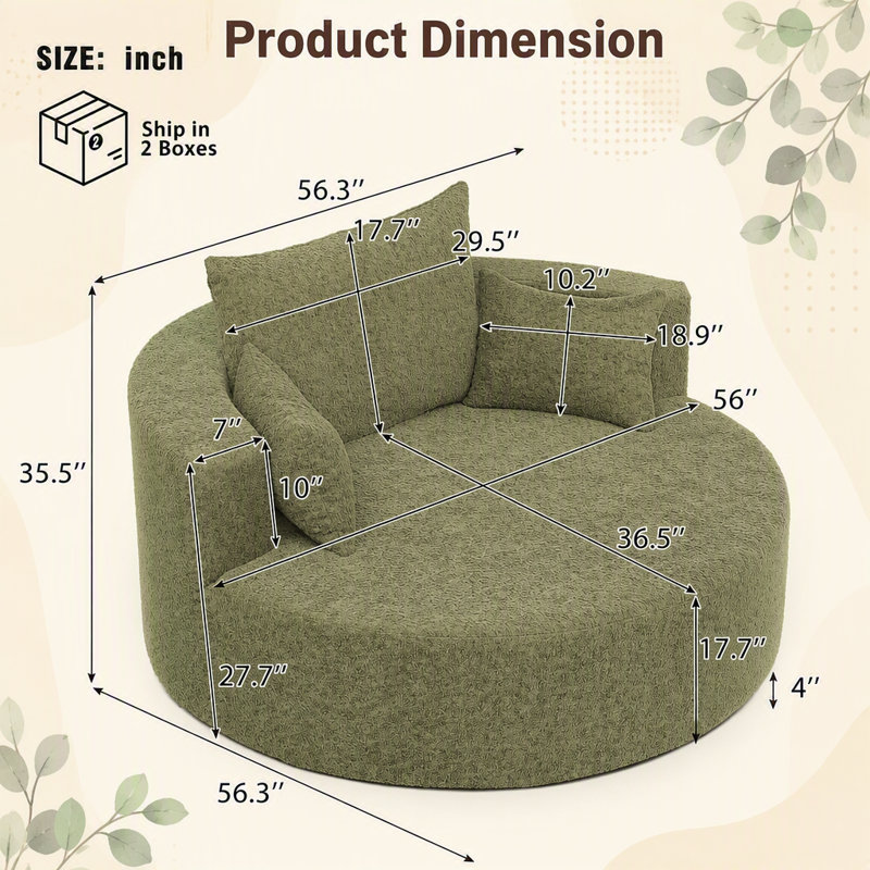 Fauteuil d'appoint pivotant à 360 ° avec 3 coussins amovibles pour le salon, la chambre à coucher, le bureau et l'hôtel, vert