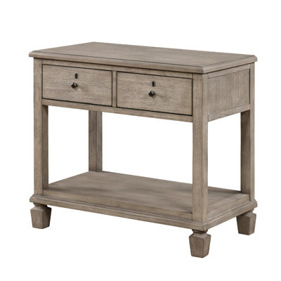 Cely Nightstand, 2 Drawers With Lower Open Shelf, Gray Oak Veneer
