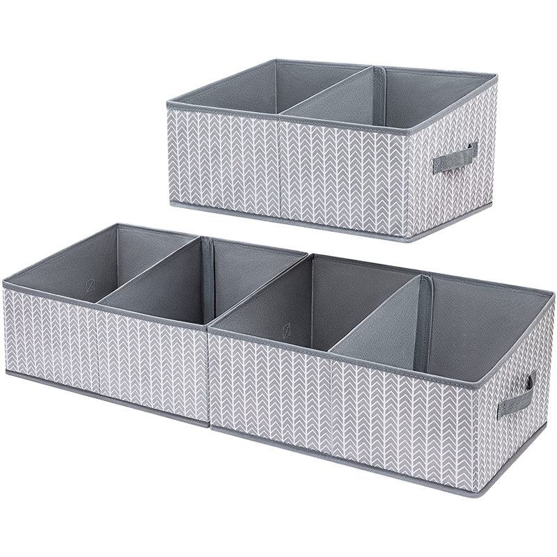 Tissu Cube ou bac en tissu, Gris / blanc
