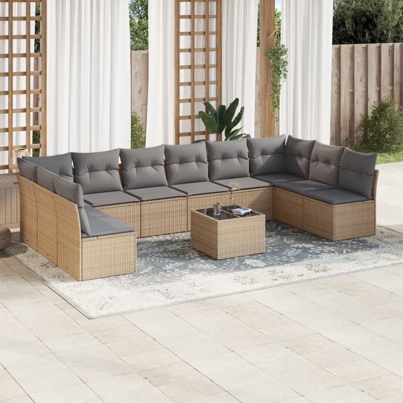  Garden Sofa Set Beige, Light Grey