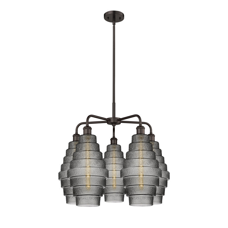 Lustre unique à 5 lumières Bedrie, Fumée, Bronze huilé