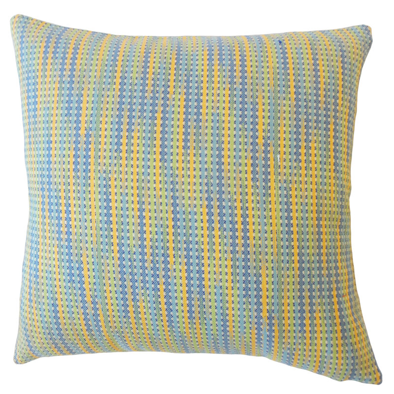 Rhys Striped Down Filled 100% Cotton Throw Pillow, 18" x 18", Capri