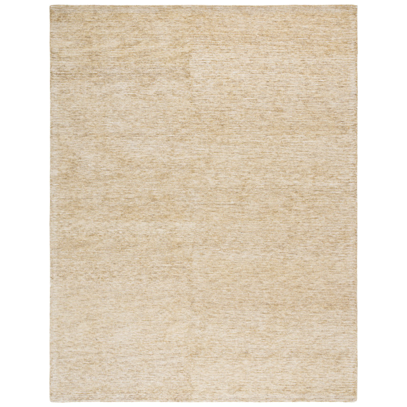 Ebony Hand Tufted Wool Cotton Rug in Ivory/Gold, Rectangle 8' x 10'