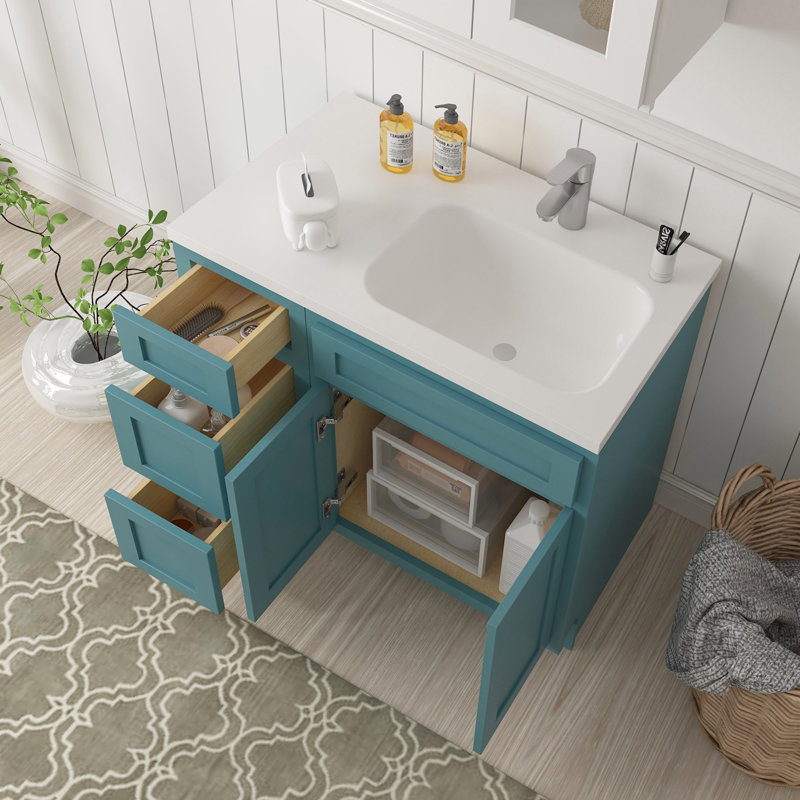 Base de meuble-lavabo simple 36 po seulement, Bleu sarcelle