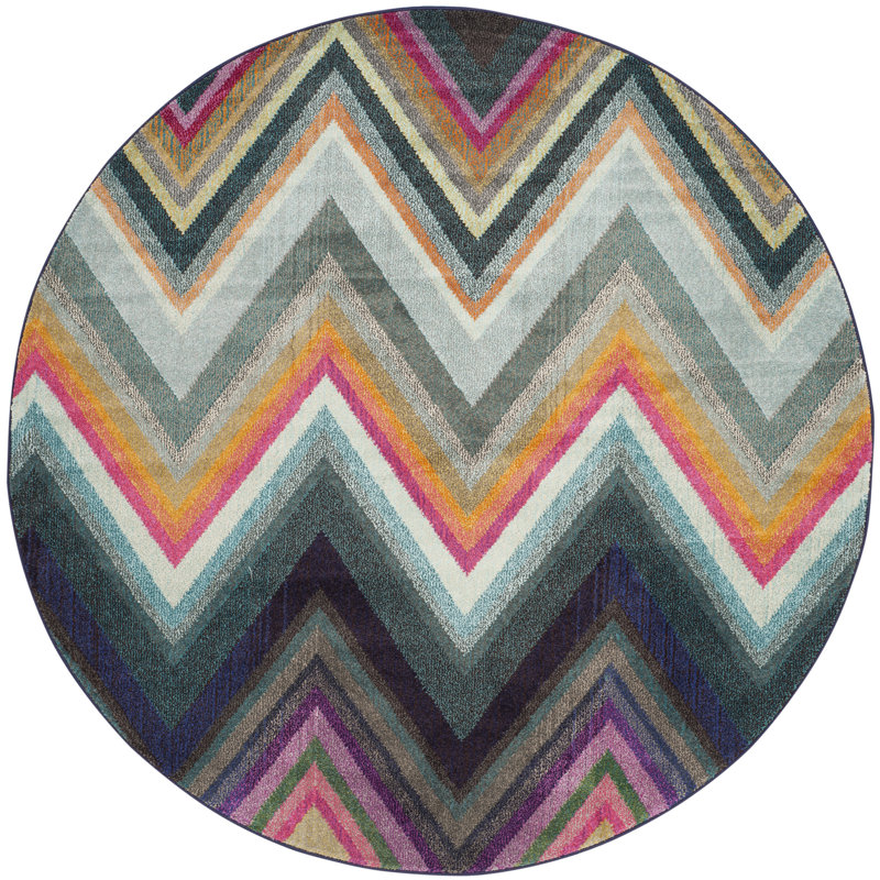 Tapis à chevrons Aljoharah Performance, Rond 6 pi 7 po