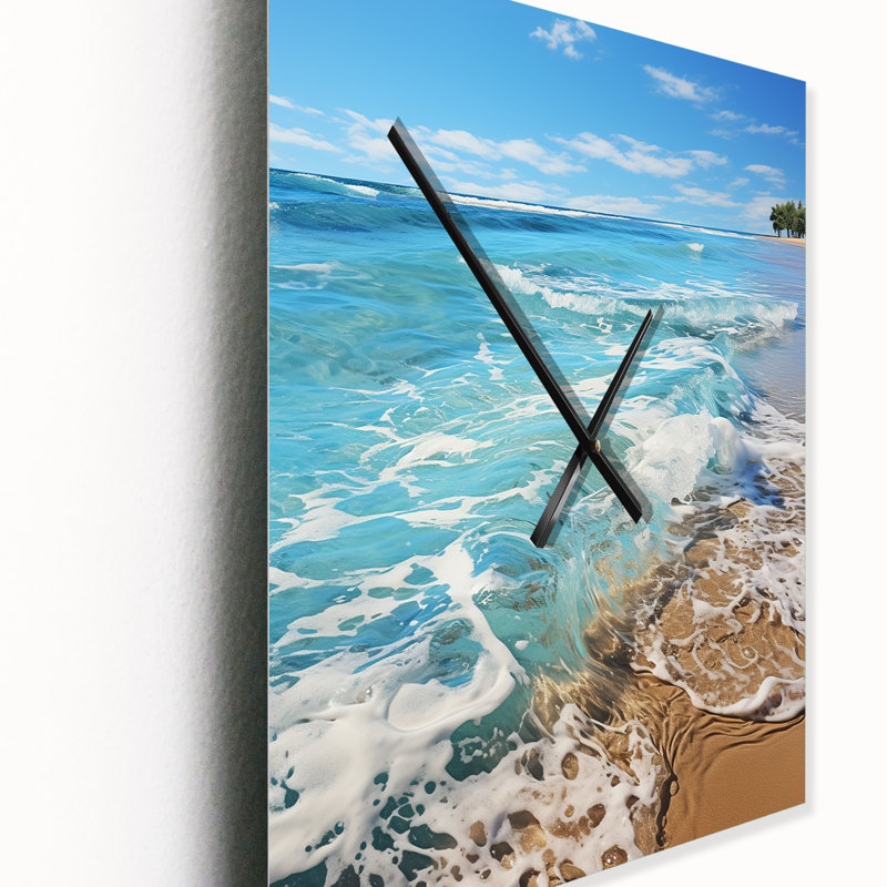 Beach Photo Coastal Reverie V - Horloge murale nautique et de plage surdimensionnée, Médium