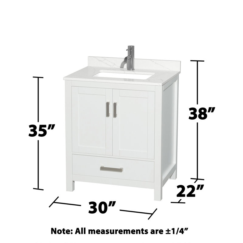 Sheffield 30" Freestanding Single Bathroom Vanity with Quartz Top, White, Chrome, Giotto Quartz