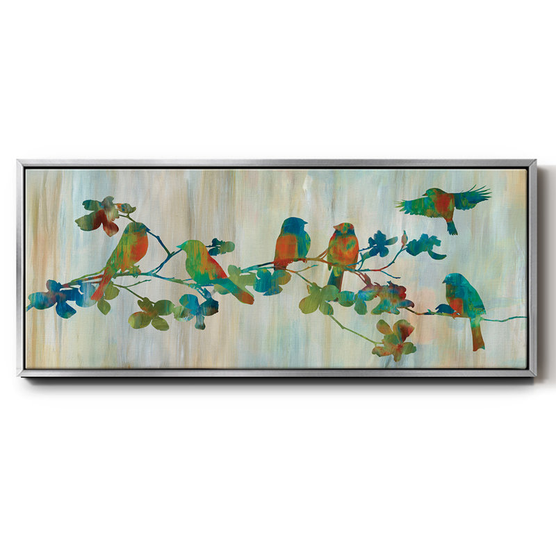Oiseaux sur une branche - toile encadrée, H 20 po x l 50 po